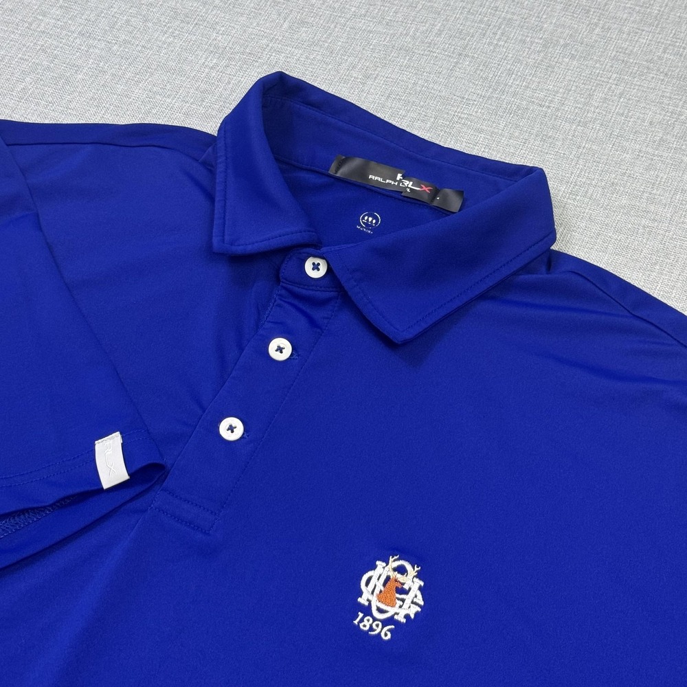 RLX Ralph Lauren Polo Shirt Mens XL Blue Polyester Spandex Golf Performance